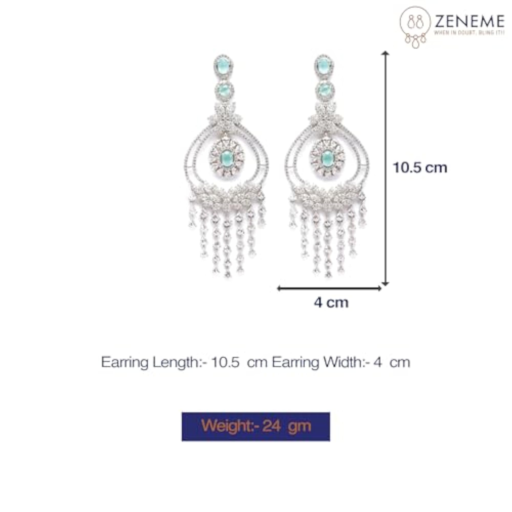 Rhodium-Plated Diamond Drop Earrings for ()